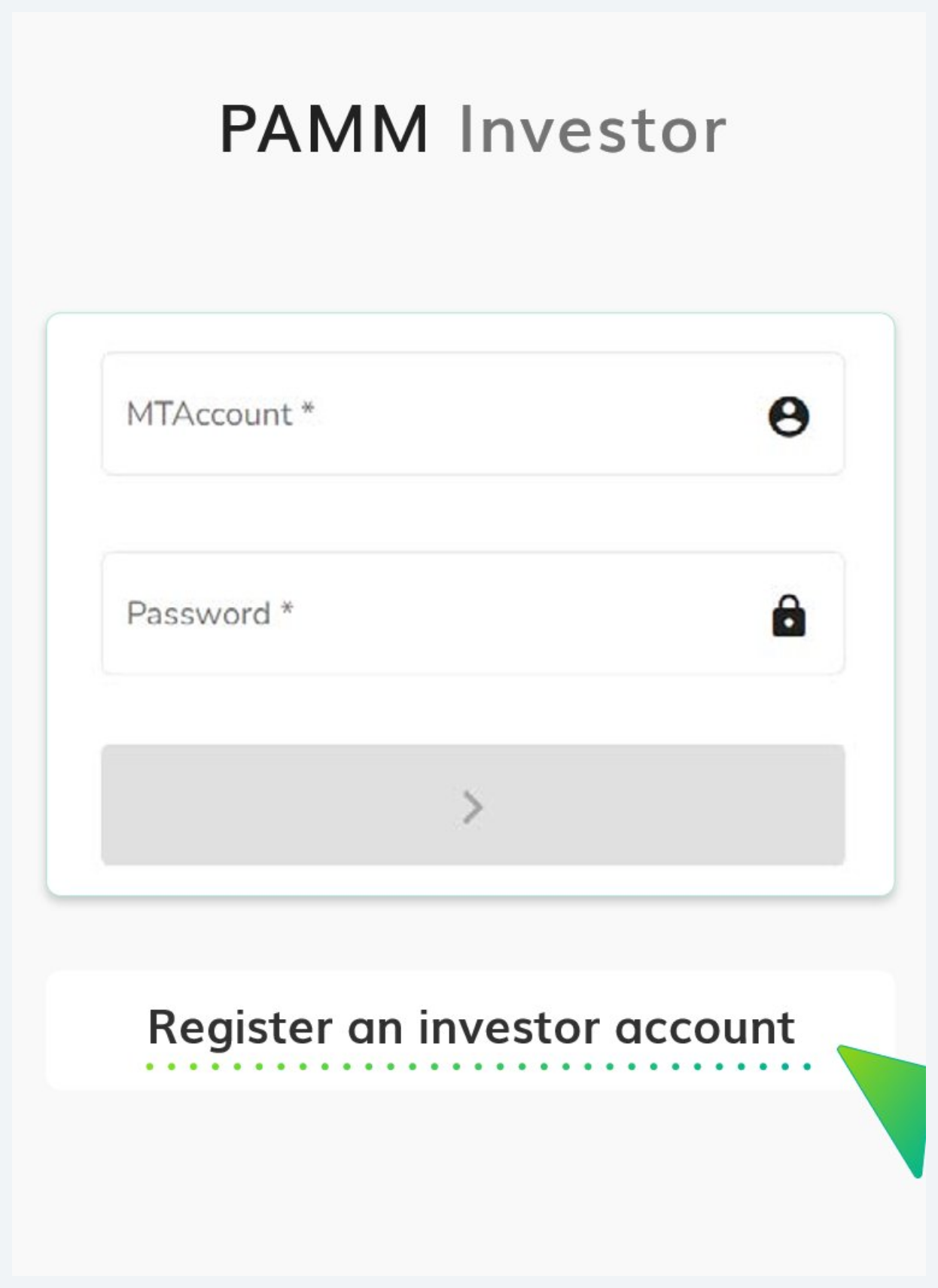 PAMM Investor Registration form